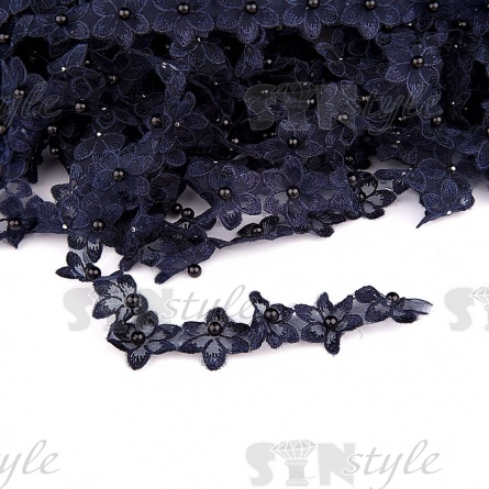 Цветочки из капроновой ленты, размер 30 мм, намотка 20 ярдов, цвет темно-синий (#41)  фото 1