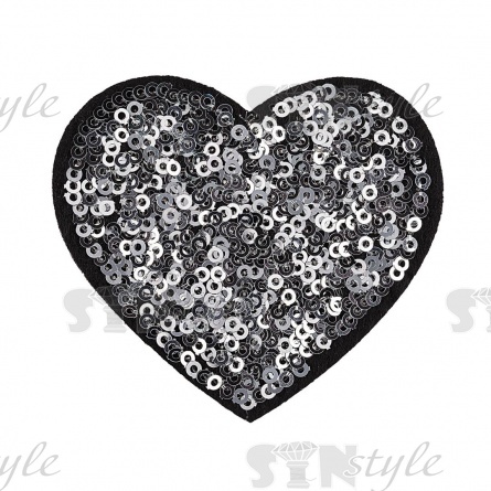 Термоаппликация "Сердечко" с пайетками, размер 68х60 мм фото 1