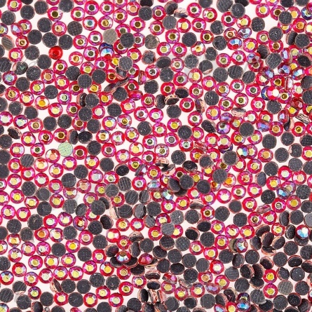 Стразы термоклеевые акриловые SS10, цвет красный радужный (голография), 500 гр/уп фото 2