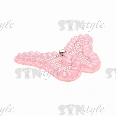 Аппликация с элементами из бисера на фетровой основе, цвет розовый, размер 70х45 мм фото 2