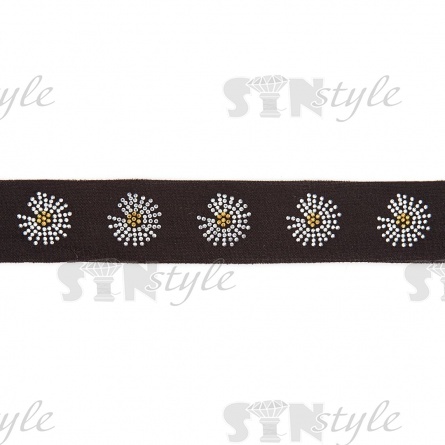 Декоративная тесьма отделочная со стразами, цвет черный, ширина 38 мм, намотка 50 ярдов фото 1