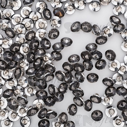 Пуговица стеклянная "кристалл", размер 20L, цвет черый прозрачный фото 3