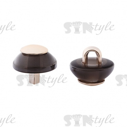 Пуговица пластиковая на ножке, в форме полусферы, размер 20L, цвет черный с золотой серединкой фото 2