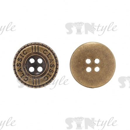 Пуговица пластиковая на четыре прокола, бронзовая, 24L фото 1
