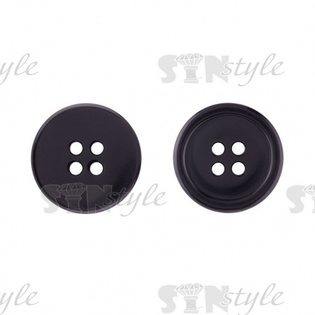 Пуговица пластиковая на четыре прокола, размер 32L, цвет черный фото 1