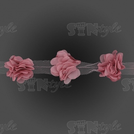 Кружево "Цветочки", ширина 60 мм, цвет грязно-розовый (197), намотка 10 ярдов фото 2