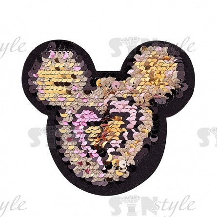 Термоаппликация "Мишка" с пайетками, размер 103х90 мм фото 2