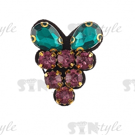 Аппликация "Виноград" с элементами из бисера, размер 28х33 мм фото 1