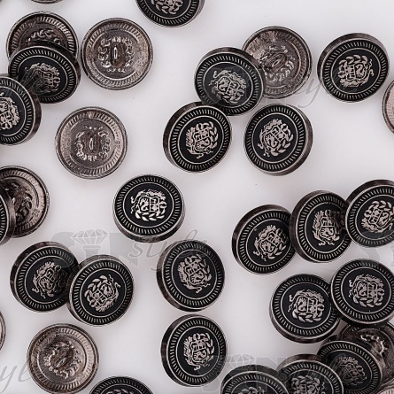 Пуговица металлическая на ножке, размер 28L, цвет темный никель/черный фото 4