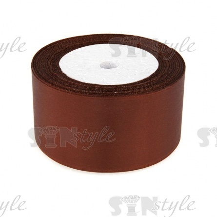 Декоративная лента атласная, ширина 50 мм, длина 25 ярдов, цвет коричневый (№032) фото 1