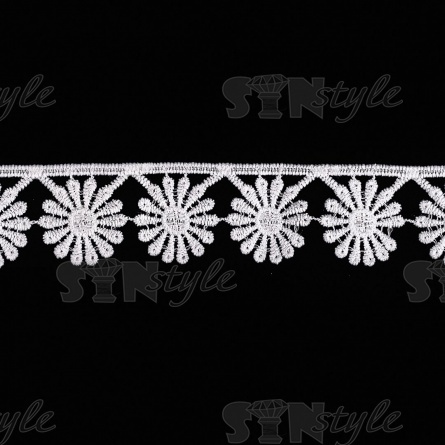 Кружево ажурное матовая нить, ширина 30 мм, цвет белый, намотка 15 ярдов  фото 2