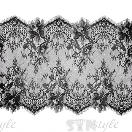 Кружево "Французское", ширина 430 мм, цвет черный, длина 3 метра фото 1