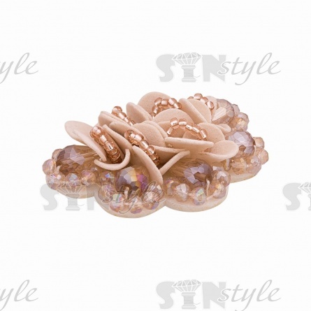 Аппликация с элементами из бисера на фетровой основе, цвет розовый, размер 55х70 мм фото 2