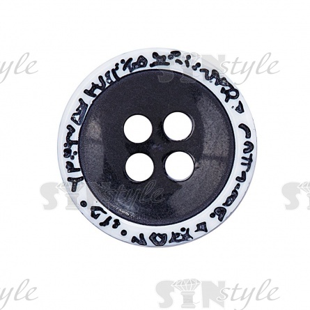 Пуговица пластиковая на четыре прокола, размер 24L, цвет черный/белый фото 2