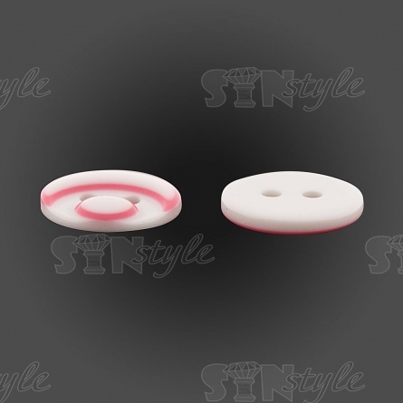 Пуговица пластиковая на два прокола, размер 20L, цвет белый/розовый фото 3