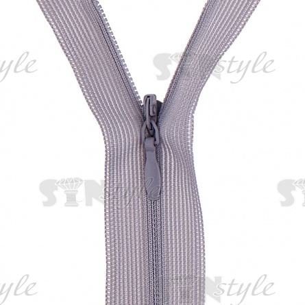 Молния спираль, тип 3, потайная, неразъемная, основа капрон, длина 50 см, цвет 361 (светло-серый), бегунок цвета основы фото 2