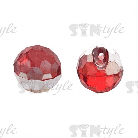 Пуговица на полуножке, размер 20L, в форме шара, цвет красный прозрачный фото 1