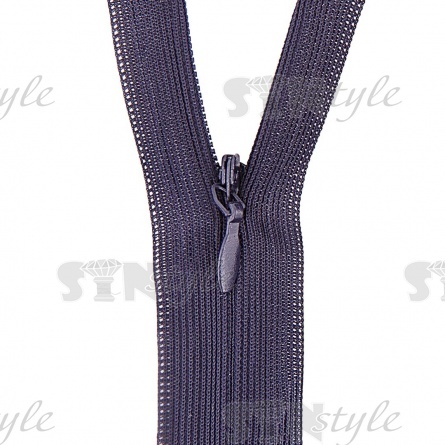 Молния спираль, тип 3, потайная, неразъемная, основа капрон, длина 50 см, цвет 233 (темно-синий), бегунок цвета основы фото 2