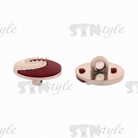 Пуговица пластиковая на ножке, круглая, золотая основа с бордовой вставкой, 28L фото 2