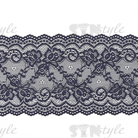 Кружево эластичное, ширина 152 мм, цвет темно-синий, намотка 15 ярдов фото 1