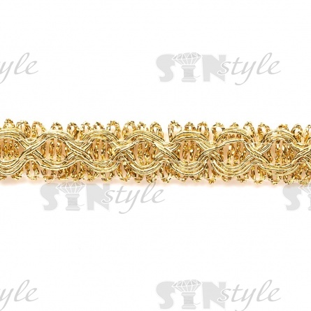 Тесьма отделочная металлизированная, ширина 13 мм, цвет золотой, намотка 15 ярдов фото 2