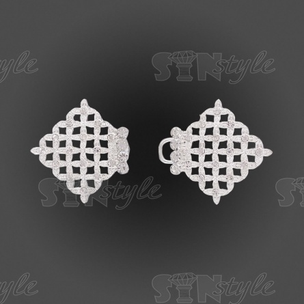 Застежка металлическая со стразами, цвет никель+белые стразы, размер 70х37 мм фото 2