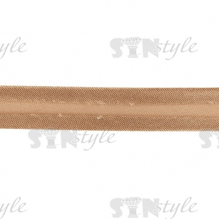 Косая бейка атласная, ширина 15 мм, намотка 144 ярда, цвет бежевый фото 3