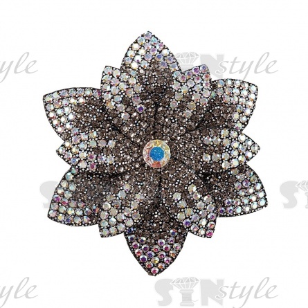 Аппликация с элементами из страз, цвет черный радужный (голография), диаметр 60 мм фото 1