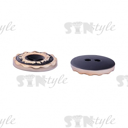 Пуговица пластиковая на два прокола, размер 20L, цвет золотой/черный фото 3