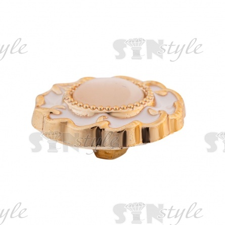 Пуговица пластиковая на ножке, размер 28L, цвет золотой+белый фото 3