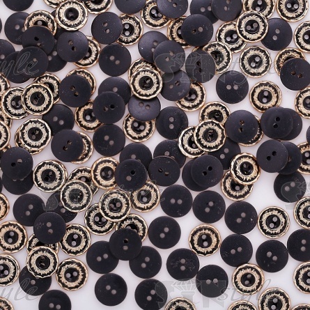 Пуговица пластиковая на два прокола, размер 20L, цвет золотой/черный фото 4