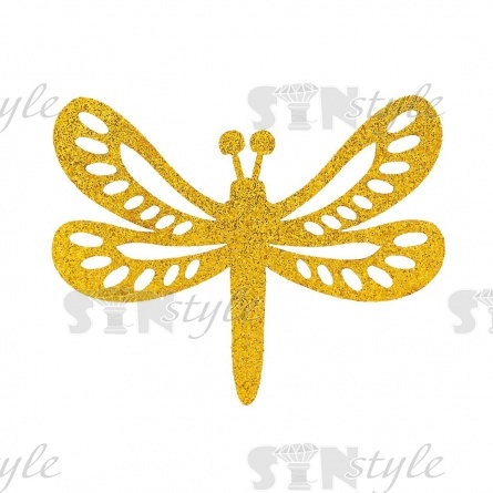 Термоаппликация "Стрекоза", цвет золотой, размер 75х60 мм фото 1