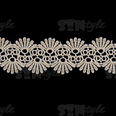 Кружево ажурное, тонкая изящная гирлянда с причудливым узором и резными краями, ширина 40 мм, цвет шампань, намотка 10 ярдов  фото 1