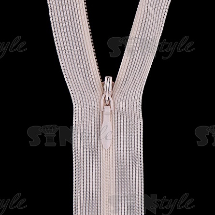 Молния спираль, тип 3, потайная, неразъемная, основа капрон, длина 50 см, цвет 123 (шампань), бегунок цвета основы фото 2