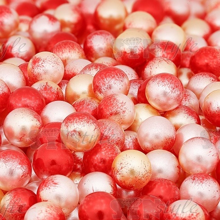 Бусины под жемчуг прибивные с градиентом, размер 5 мм, цвет красный с желтым, вес 500 г  фото 3