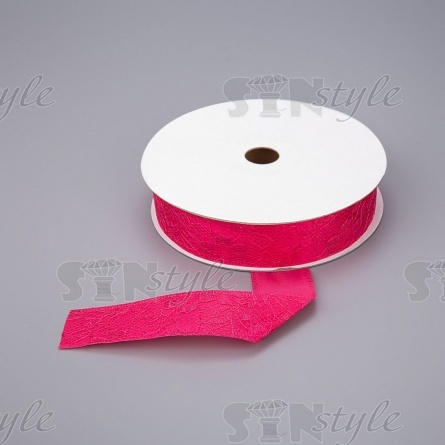 Декоративная лента двухслойная, цвет фуксия, ширина 25 мм, намотка 20 ярдов фото 1