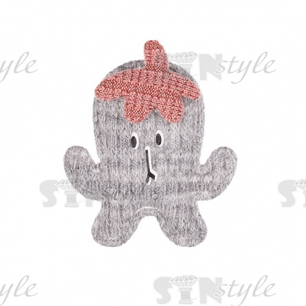 Аппликация 3D "Осьминожек", цвет серый, размер 25х30 мм фото 1