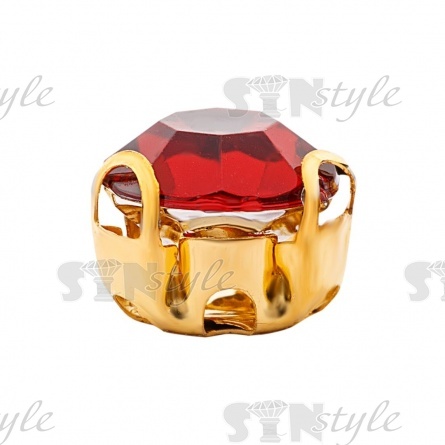 Стразы пришивные акриловые в цапах, форма круг, цвет золото+бордовый, диаметр 7 мм, 720 шт/уп. фото 2