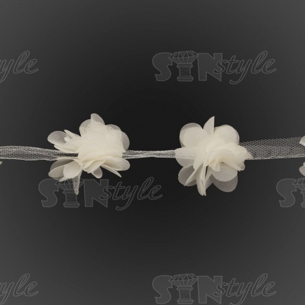 Кружево "Цветочки", ширина 60 мм, цвет шампань (98), намотка 10 ярдов фото 3