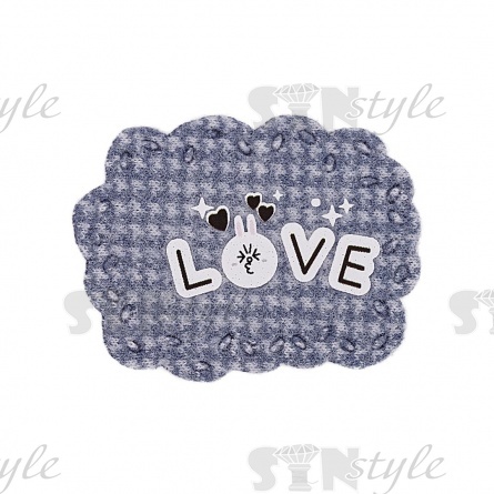Аппликация 3D "Пластинка" Love, цвет серый, размер 47х37 мм фото 1