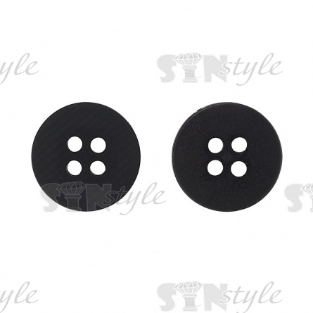 Пуговица пластиковая на четыре прокола, размер 24L, цвет черный фото 1