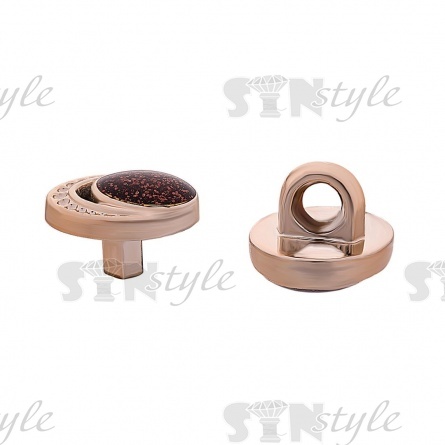 Пуговица пластиковая на ножке, овальной формы, основа золотая, вставка кофейная, размер 20L фото 2