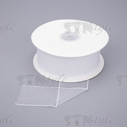 Декоративная лента капроновая, ширина 40 мм, намотка 25 ярдов, цвет белый фото 1