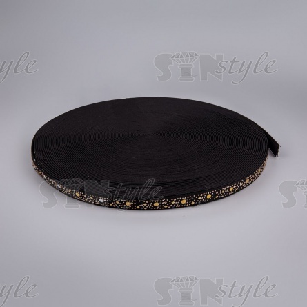 Резинка декоративная, ширина 20 мм, цвет черный+золото+серебро, намотка 47 ярдов фото 1