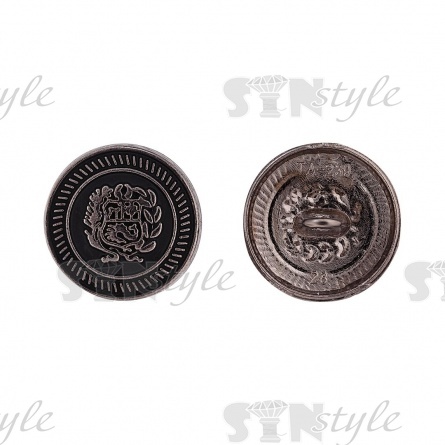 Пуговица металлическая на ножке, размер 28L, цвет темный никель/черный фото 1