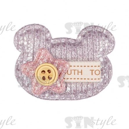 Аппликация 3D "Мишка", цвет серый, размер 40х30 мм фото 1