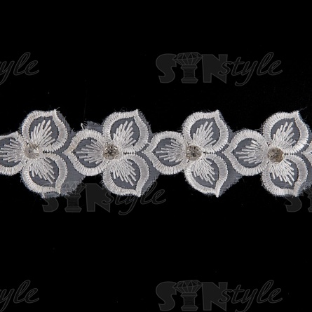 Цветочки из капроновой ленты, ширина 33 мм, намотка 20 ярдов, цвет белый, № 7 фото 2