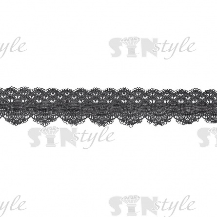 Кружево ажурное, нежная тонкая гирлянда с резными краями, ширина 55 мм, цвет черный, намотка 15 ярдов фото 1