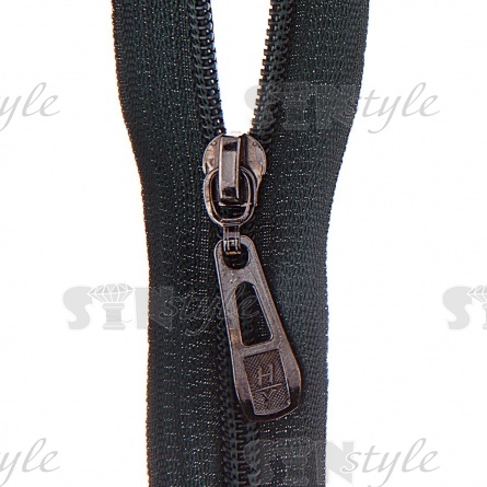 Молния спираль, тип 5, разъемная, длина 80 см, цвет 273 (темно-зеленый), бегунок темный никель фото 2