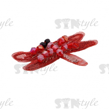 Аппликации с элементами из бисера, цвет красный, размер 50х35 мм фото 2